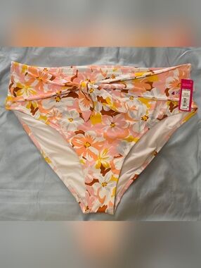 Xhilaration Bow/Sash Tie Floral High-Leg High-Waist Bikini Bottom Size 24/26W